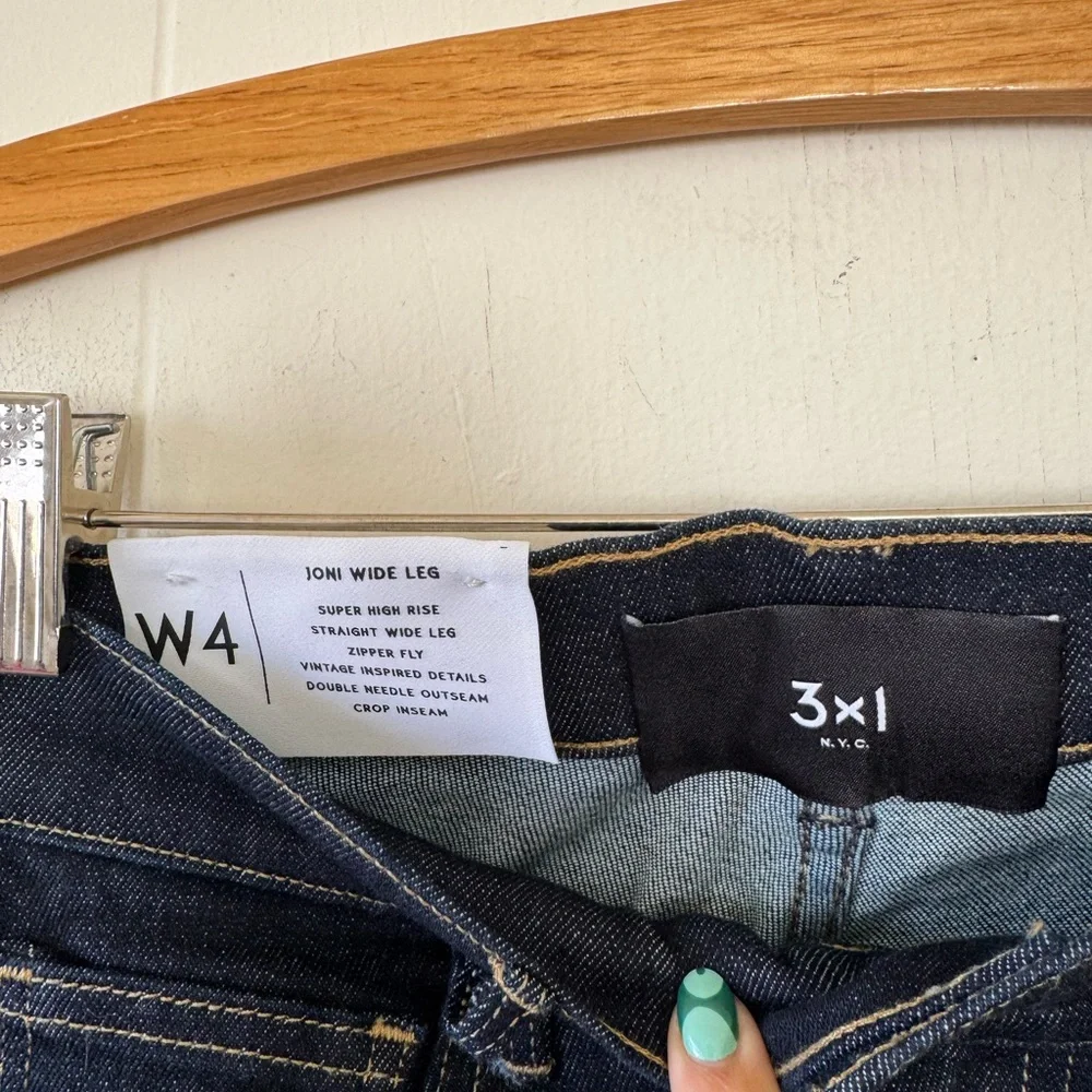 3X1 NYC Joni Straight Wide Leg Dark Wash High Rise Jeans 4W 24 Three By One - Picture 3 of 8